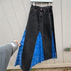 Levi's Asymmetrical Black and Blue Denim Skirt